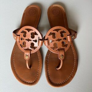 Tory Burch Miller Sandals in Aged Vachetta (Tan)